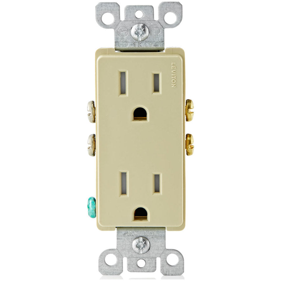 Decora Straight Blade Receptacle, Duplex, Tamper-Resistant, 15A 125V, 2P3W, Ivory
