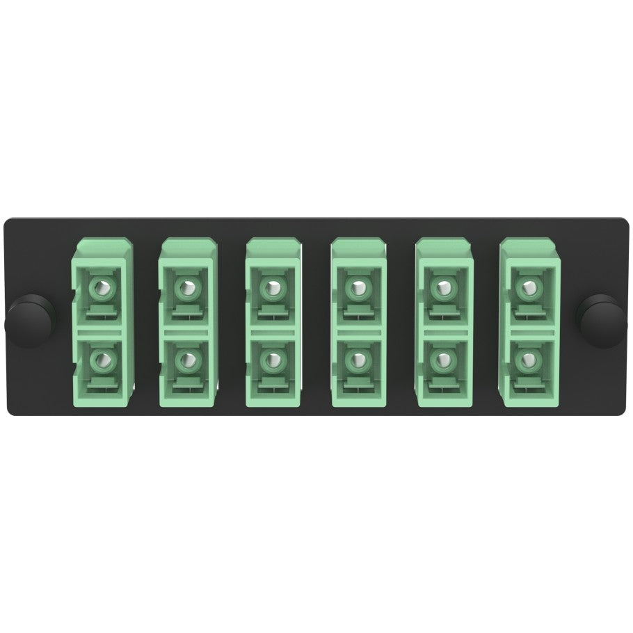 Opticom Fiber Optic Adapter Panel, Singlemode (OS1/2), (6) SC Duplex Adapters for 12-Strand Fiber, Green