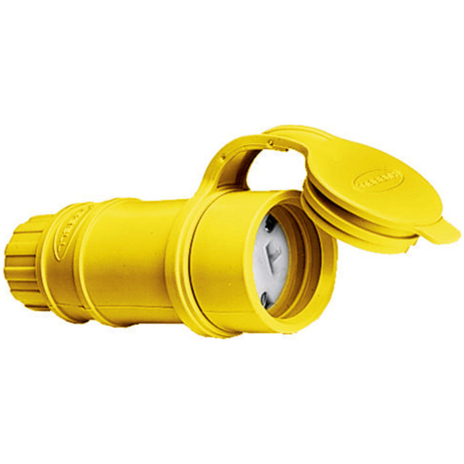 Elastogrip Connector Body, Watertight, 20A, 125V, 2P3W, Cord Dia. 0.300 to 0.655 in., Yellow