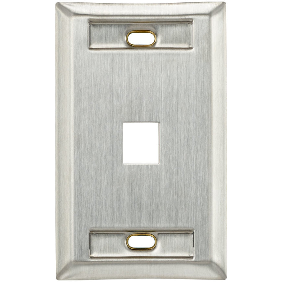 QuickPort Wallplate, Stainless Steel, 1-Gang, with Designation Windows, Stainless Steel