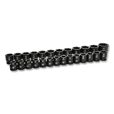 Impact Socket Set, 3/4 in Dr, 6-point, Metric, 19 mm to 50 mm, 26-Pc Standard Length, Incl Blow Mold Case