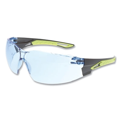 MCR Safety Hulk HK5 Series Safety Glasses, Light Blue, UV-AF Anti-Fog Coating, Black/Hivis Lime Polycarbonate/TPR Temple