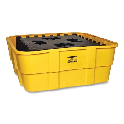 Spill Containment, IBC Containment Unit w/Poly Platform, HDPE, 10000 lb, 400 gal, 67 in W x 67 in D x 26 in H, Y/B