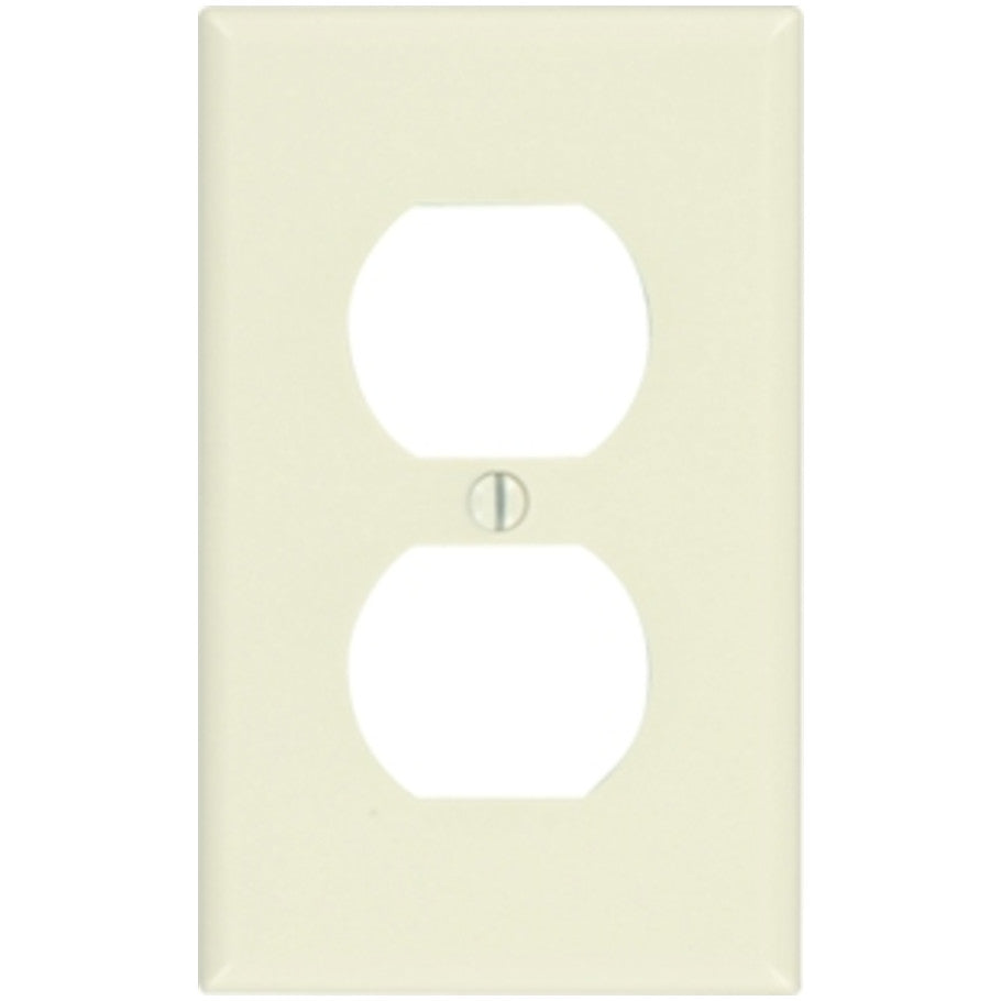 Wall Plate, Duplex Receptacle, 1-Gang, Device Mount, Light Almond Thermoset