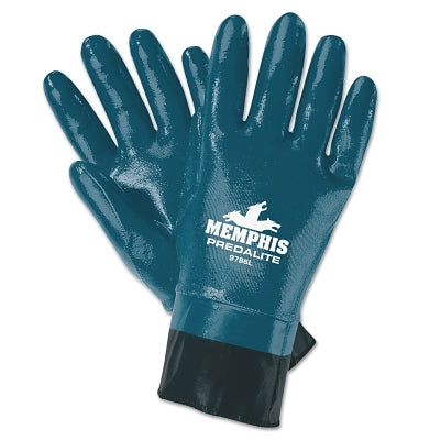 Predalite Nitrile Coated Gloves, 9786, Fully Coated with PVC Safety Cuff, X-Large, Blue