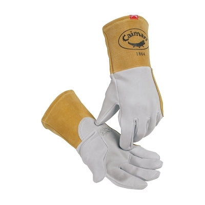 1864 Deerskin Unlined Lean-On Patch TIG Welding Gloves, Large, Gray, 4 in Gauntlet Cuff