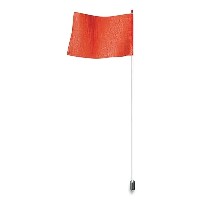 Light-Duty Non-Lighted Warning Whip, 7.25 in W x 11.5 in L Orange Flag, White Whip, Threaded Hex Mounting Base