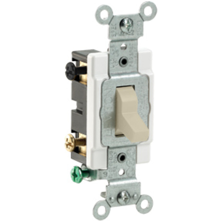 Toggle AC Quiet Switch, 4-Way, 20A, 120/277V, Side Wired, Ivory
