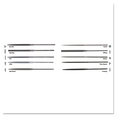 Needle Files, 6 1/4 in, Half Round