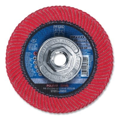 POLIFAN SGP CO-Curve Flap Wheel, 4-1/2 in dia, 60 Grit, 13300 RPM