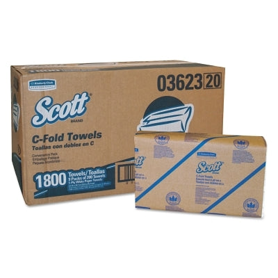 C-Fold Paper Towel, White, 10.125 in W x 13.15 in L, 200 Sheets/PK, 9 EA/CT