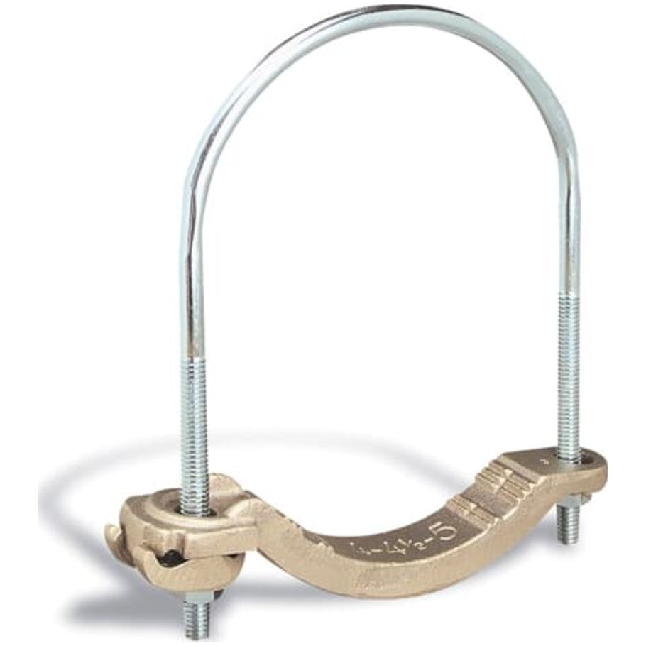 1-1/4 to 2 Inch and 4 to 4/0 AWG Blackburn Waterpipe Ground Clamp Bronze Saddle With Steel U-Bolt