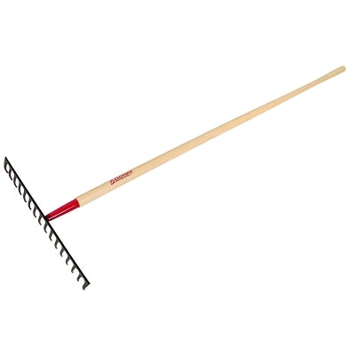 Level Rake, 17 in Forged Steel Blade,16 Tine, 66 in White Ash Handle