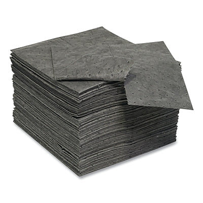Sorbent Pads and Rolls, 16 in L x 18 in W, Universal, Premium, Single-Ply, Gray, Pads