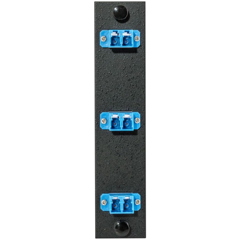 Fiber Optic Panel Adapter, 6-Fiber, 3) LC Duplex, Zircon Sleeves, Blue