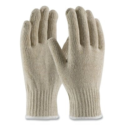 7 ga Standard Weight Seamless Knit Cotton/Polyester Gloves, Large, Continuous Knit, Heavy Weight, Natural