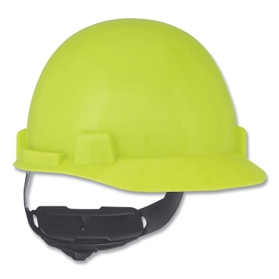 SmoothDome Slotted Hard Hat Cap Style, 4-Point Fast-Trac III, Hi-Viz Yellow Green