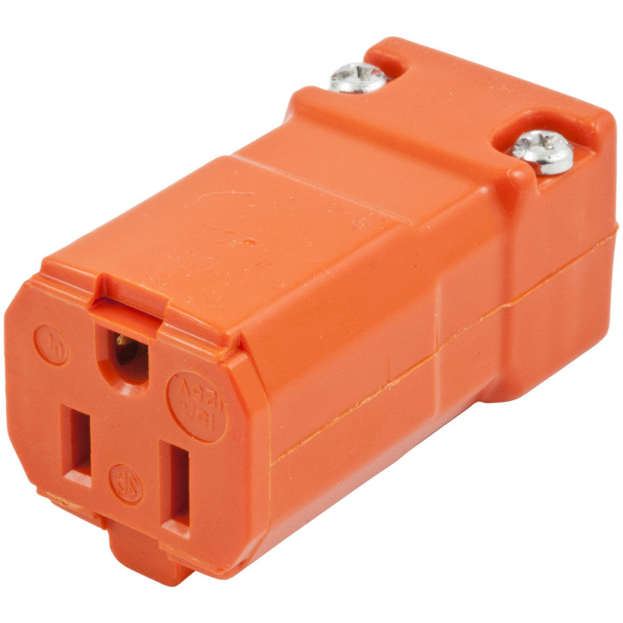 Straight Blade Devices, Female Connector Body, Valise Series, Straight, 2-Pole 3- Wire Grounding, 15A 125V, 5-15R, Orange