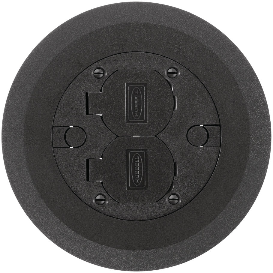 Black Non-Metallic Floor Box Cover Plate With Flip Lids