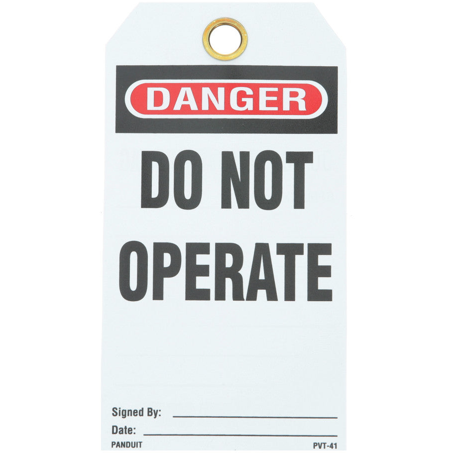 PVT-41 Identification Tag, Vinyl, White/Black, 5.75"x3", PK1