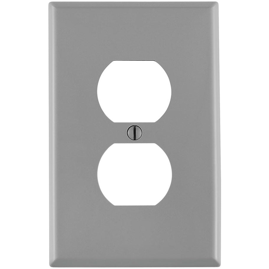Wall Plate, Midsized, 1-Gang, (1) Duplex Receptacle, Device-Mount, Nylon, Gray