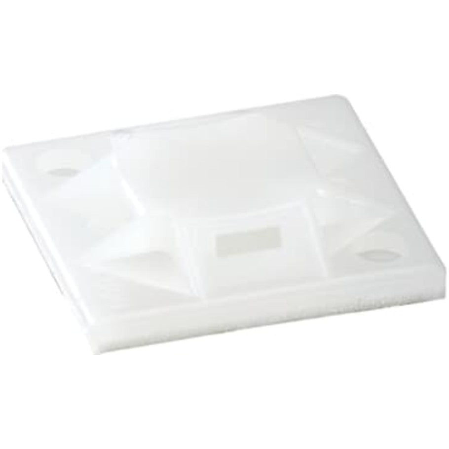 1.00 x 1.00 in. Natural Nylon 6.6 Cable Tie Mount With Rubber-Based Adhesive (100)