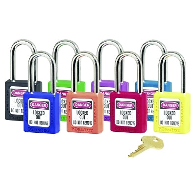 Zenex Thermoplastic Safety Lockout Padlock, 411, 1-1/2 W x 3 H Body, 3 in H Shackle, KD, Red