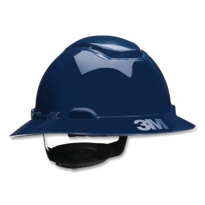 3M H-810SFV-UV SecureFit Pressure Diffusion Ratchet Suspension w/UVicator Hard Hats and Caps, Full Brim, Vented, Navy Blue