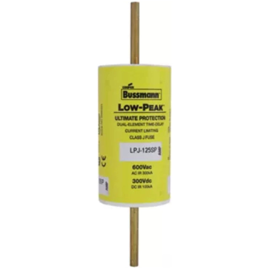 Low-Peak LPJ-SP Series Class J Time Delay Fuse, Dual-Element, Current-Limiting, 125A, 600Vac/300Vdc