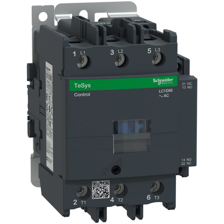 IEC Contactor, TeSys Deca, Nonreversing, 95A, 60HP at 480VAC, 3 Phase, 3 Pole, 3 NO, 24VAC 50/60Hz Coil, Open Style