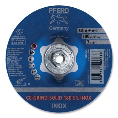 CC-GRIND-SOLID Stainless-Steel (INOX) Grinding Wheel, 7 in dia x 5/8 in-11 Threaded Arbor, 24 Grit