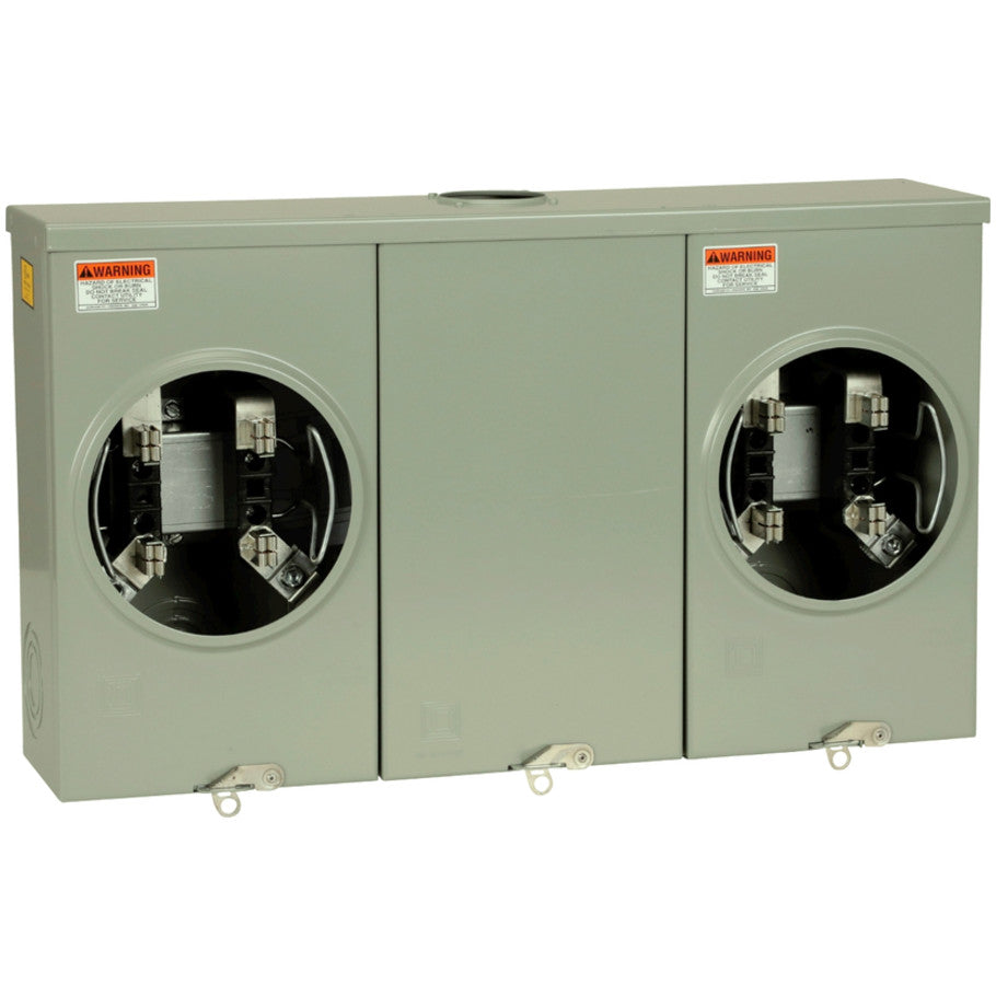 Ringless 200A 600V 1-Phase 2-Position 4-Jaw Horizontal Ganged Meter Sockets Without Bypass or Jaw Release, OH/UG