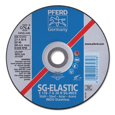 Premium SG-INOX Wheel, 5 in Dia, 1/4 in Thick, 7/8 Arbor, 30 Grit, Alum Oxide
