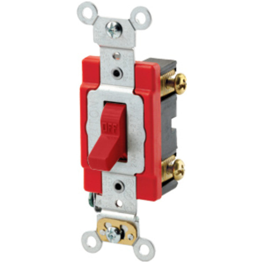 Extra Heavy Duty Industrial 2-Pole Toggle AC Quiet Switch, 20A, Red