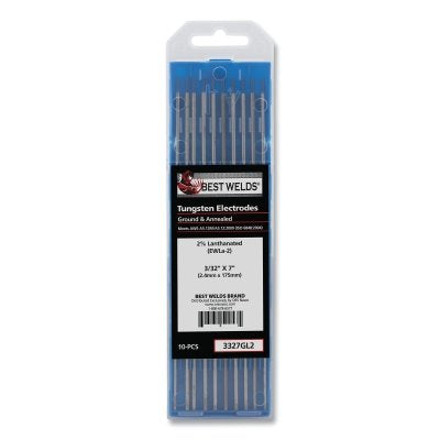 2% Lanthanated Tungsten Electrode, 3/32 in x 7 in, 10 PK