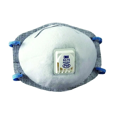 3M 8576 P95 Particulate Respirator, Half Facepiece, Oil/Non-Oil Particles, White