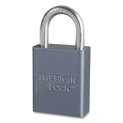 Solid Aluminum Padlock, 1/4 in dia, 1 in L, 3/4 in W, Silver, Keyed Different