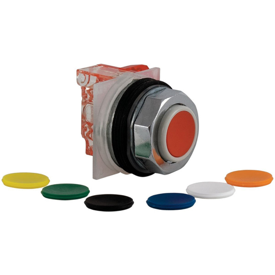 Harmony 9001K Series 30 mm Push Button, Metal, 10A, 600V ac, Round Head, 1NO/1NC Contact, 1.77 H x 1.89 W x 2.20 D in.