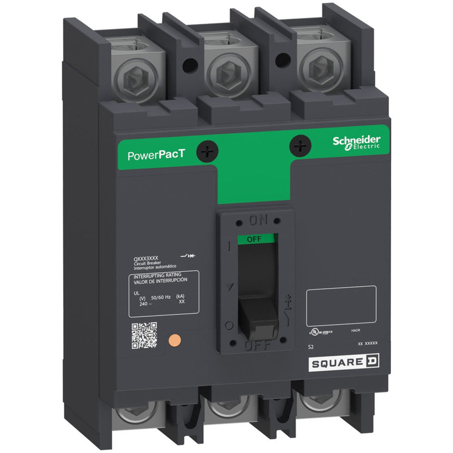 PowerPact Molded Case Circuit Breaker, Q-Frame, Thermal Magnetic, Unit Mount, 10kA, 240 Vac, 3-Pole, 225A