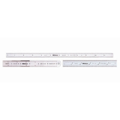 Series 182 Steel Rulers, 12 in, Wide, Stainless Steel, Inch/Metric, Rigid