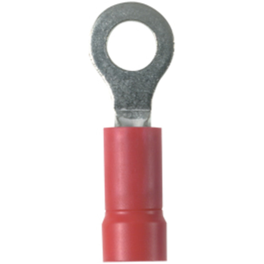 Pan-Term PV18-10R-CY Ring Terminal, Red, Vinyl, 16-22 AWG,  10 Stud, PK100