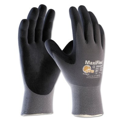 MaxiFlex Ultimate Nitrile Coated Micro-Foam Grip Gloves, 2X-Large, Black/Gray, Coated Palm and Fingers