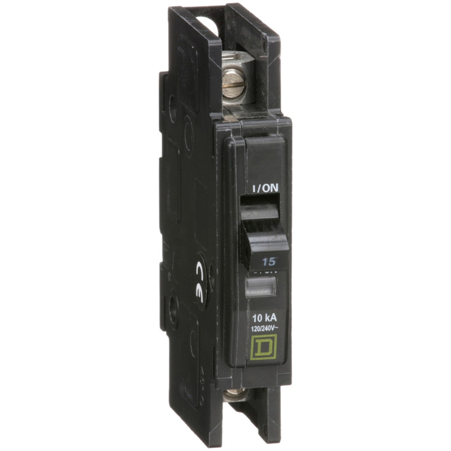 QOU Miniature Low Ampere Circuit Breaker, Unit-Mount, 10kA, 120/240 Vac, 1-Pole, 15A