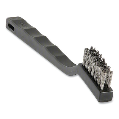 Wire Scratch Brush, 7 in Overall L, 7 Bristle Rows, Stainless Steel, Curved Plastic Handle