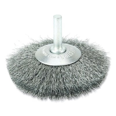 Narrow Face Concave Wire Wheel, 3 in dia x 1/2 in W Face, 0.006 in Stainless Steel Wire, 20000 RPM