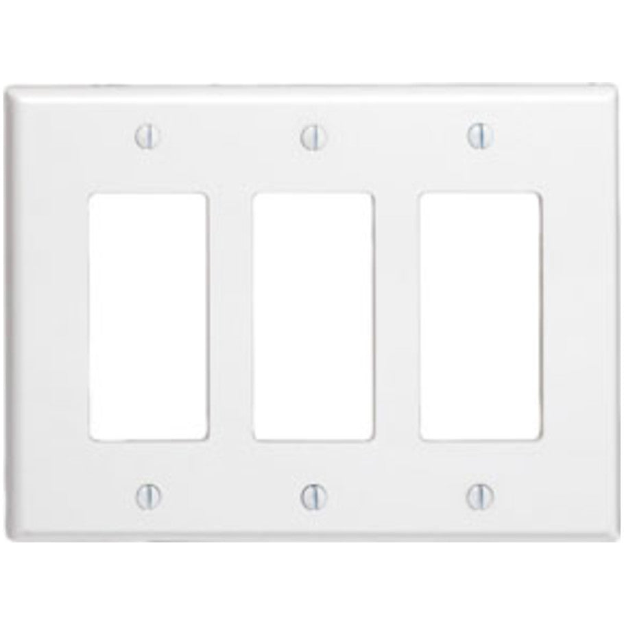 Thermoset 3 Gang Device Mount Midsize Decora/GFCI Device Wall Plate, White