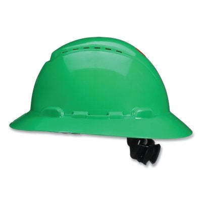 3M H-804SFV-UV SecureFit Pressure Diffusion Ratchet Suspension w/UVicator Hard Hats and Caps, Full Brim, Vented, Green