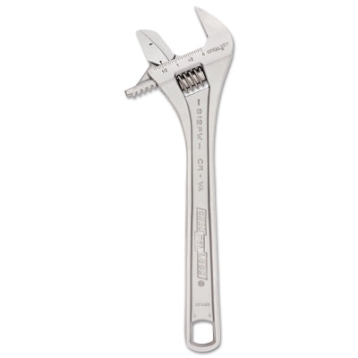 Adjustable Wrench, 12.32 in Long, 1.77 in Opening, Chrome