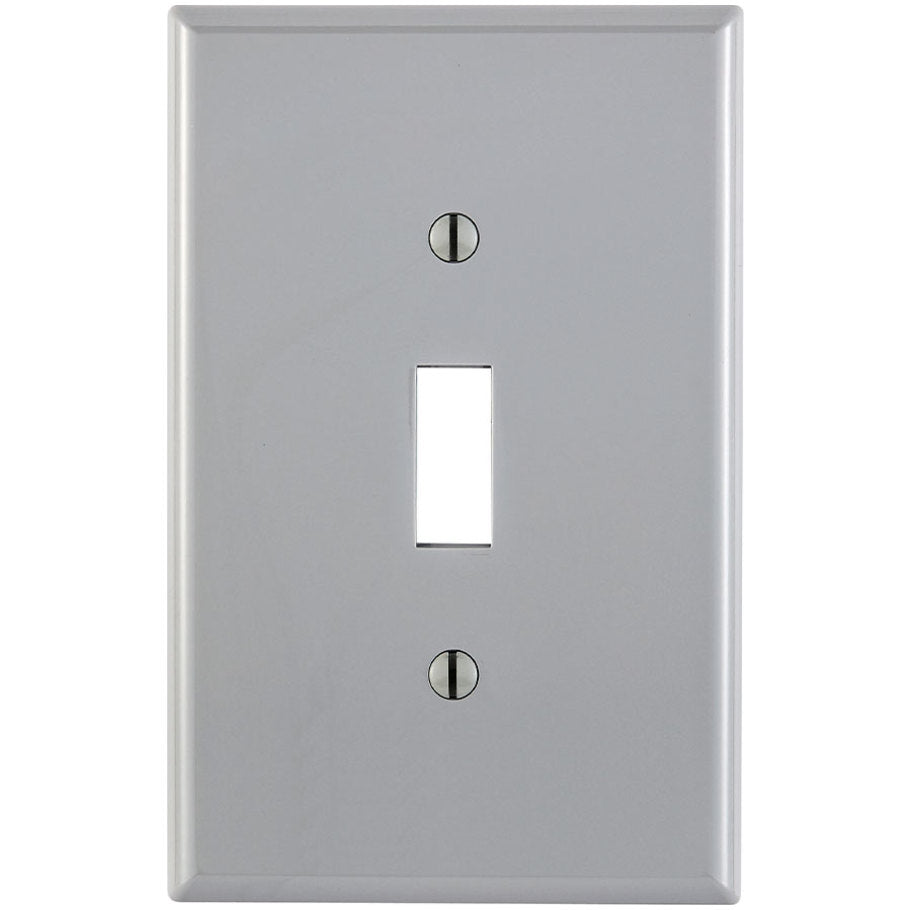 Wall Plate, Midsized, 1-Gang, (1) Toggle Switch, Device-Mount, Nylon, Gray