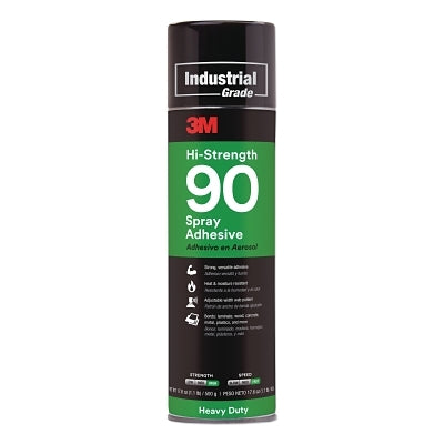 3M 021200-30023 Hi-Strength 90 Spray Adhesive, 17.6 oz, Aerosol Can, Clear, Contains 1,1-Difluoroethane